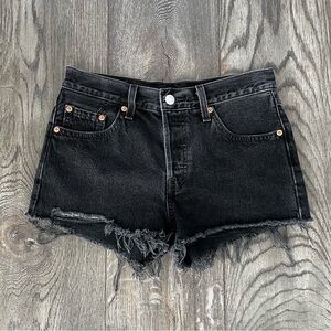 LEVI’S 501 Button Fly Denim Jean Cutoff Black Wash Shorts Size 25